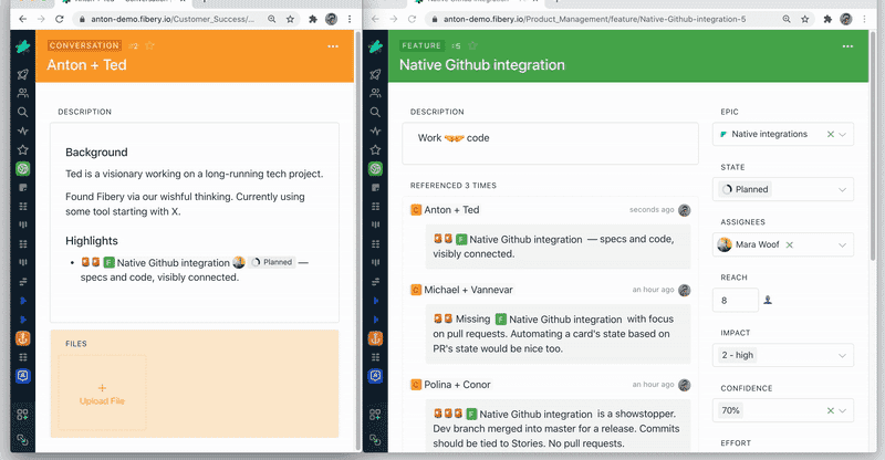 Bi-Directional Hypertext Links in Fibery